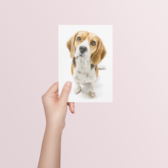 Watercolor Beagle Portrait Wall Art Print Poster, Unframed - Pet Artwork - Picture 5 of 5